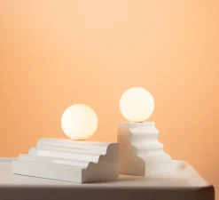 Lampe à poser, Dé-Moulure, large, blanc, L26cm, H12cm - CVL