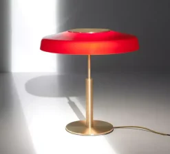 Lampe à poser, Dora 271, Or satiné, rouge sablé, LED, 2700K, 1700 lm, Ø40cm, H40cm - Oluce