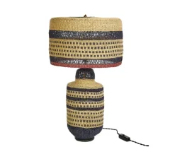 Lampe*Golden Editions Lampe à poser, Dots, , Ø35cm, H48cm - naturel, bleu foncé