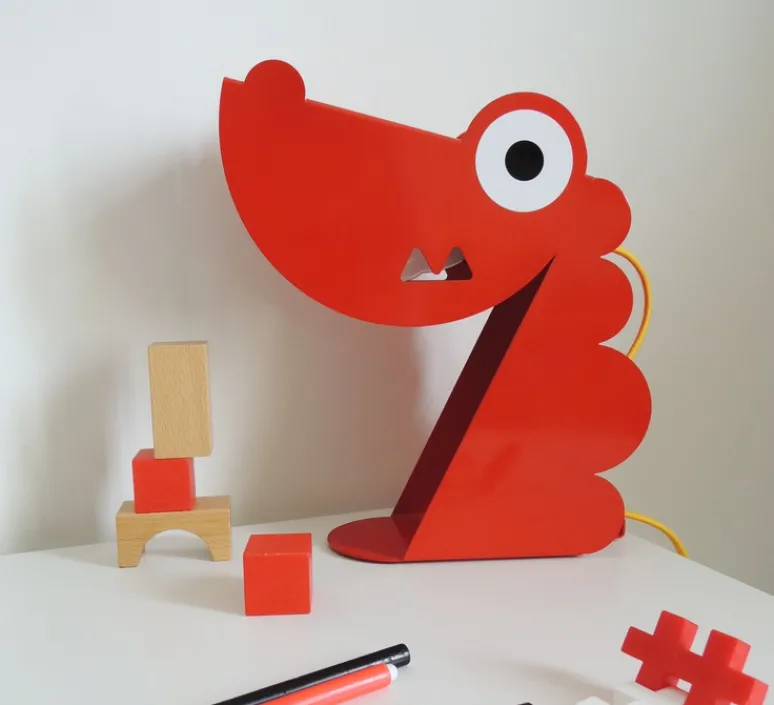 Lampe|Enfants*Bleu Carmin Design Lampe à poser, Dragon, , L24cm, H22cm - rouge