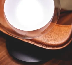 Lampe*Tooy Lampe à poser, Filipa, 555.31, , IP40, L28cm, H45cm - noir texturé, cuir noir et marron