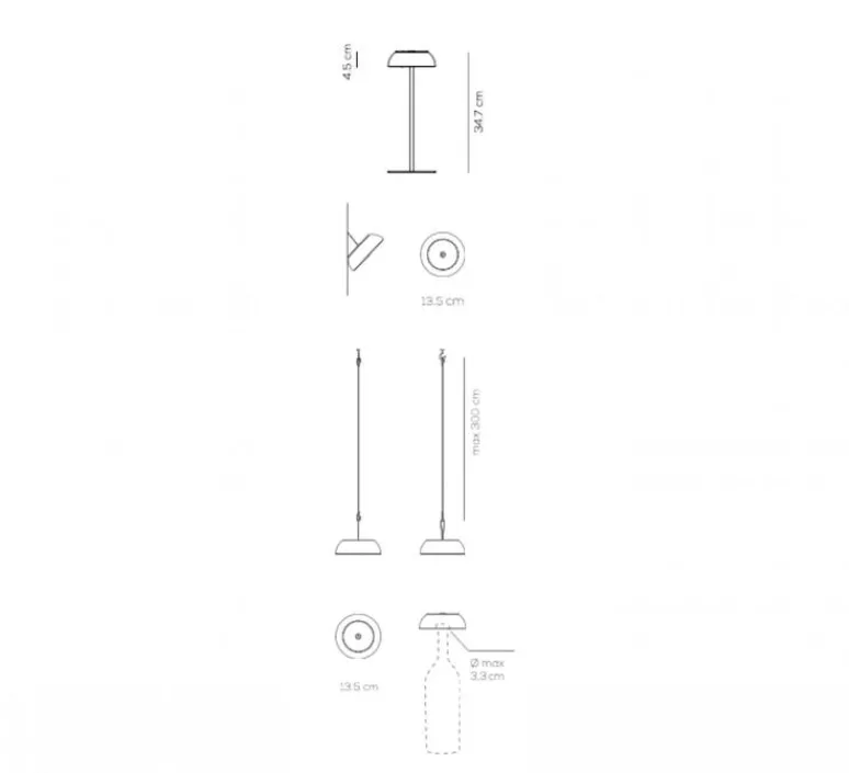 Lampe*Axolight Lampe à poser, Float, , IP55, Ø13,5cm, H34,7cm - blanc