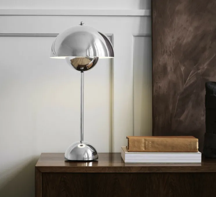 Lampe à poser, FlowerPot VP3, chrome, Ø23cm, H50cm - Andtradition