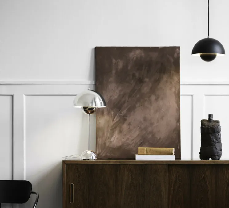 Lampe à poser, FlowerPot VP3, chrome, Ø23cm, H50cm - Andtradition