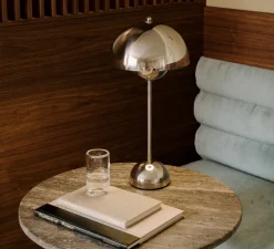 Lampe à poser, FlowerPot VP3, chrome, Ø23cm, H50cm - Andtradition