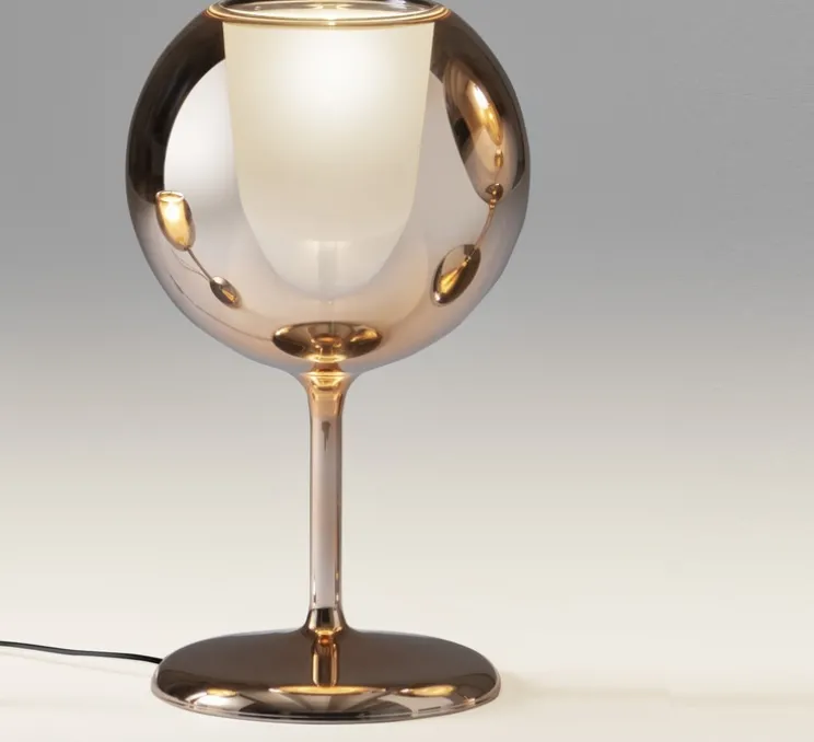 Lampe à poser, Glo medium, miroir rose or, Ø25cm, H42cm - Penta