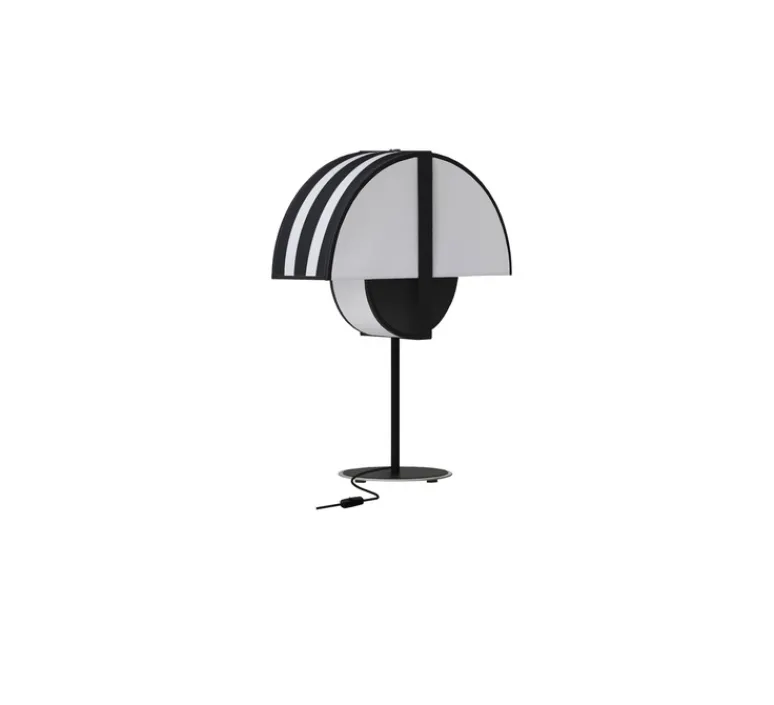 Lampe*DesignHeure Lampe à poser, Grand Arto, , L40cm, H54cm - Blanc rayures noires, bas noir