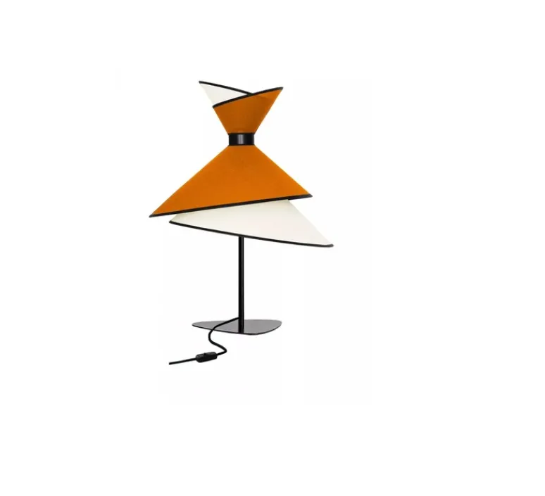 Lampe*DesignHeure Lampe à poser, Grand Kimono, , Ø50cm, H69cm - Blanc crème et orange