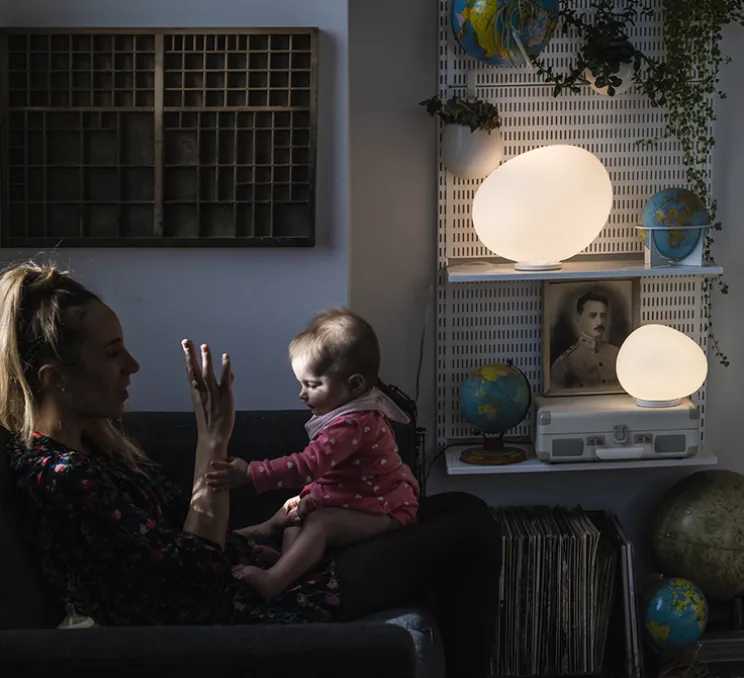 Lampe à poser, Gregg Midi, blanc et blanc, LED, 2700K, 830lm, L21cm, H17cm - Foscarini