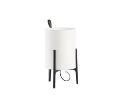 Lampe à poser, Greta, chêne noir, blanc, Ø20cm, H33cm - Carpyen