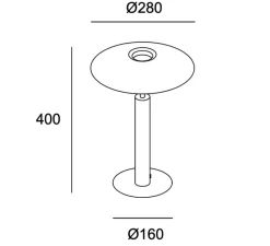 Lampe*LEDS C4 Lampe à poser, H, , LED, 2700k, 533 lm, Ø28cm, H40cm - noir