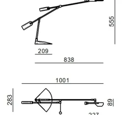 Lampe*Stilnovo Lampe à poser, Halley, , LED, dim, 3000K, 1118 lm, L83,8cm, H55,5cm - argent