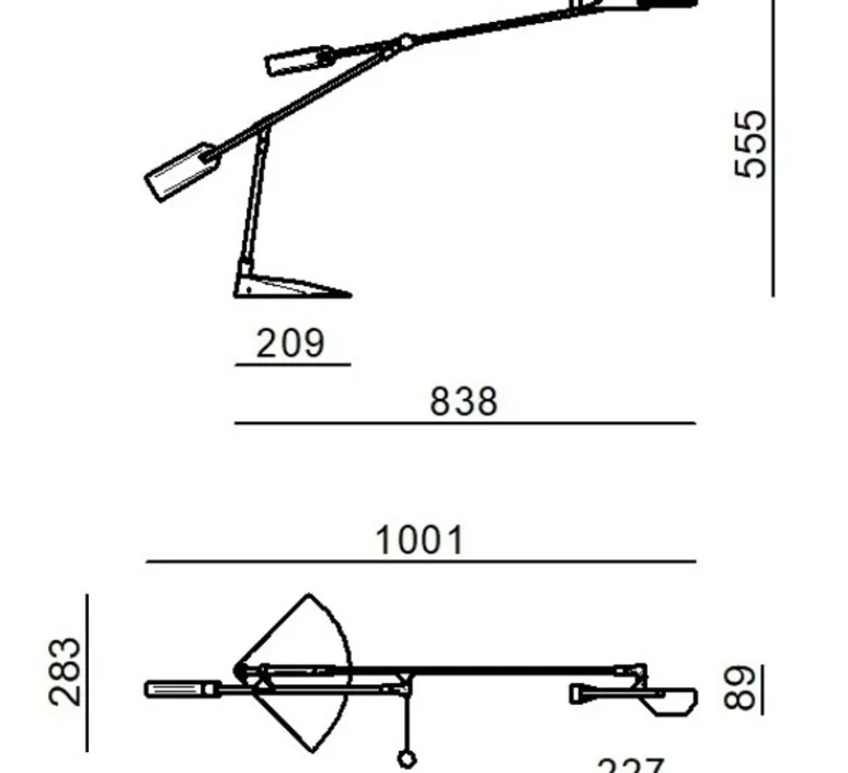 Lampe*Stilnovo Lampe à poser, Halley, , LED, dim, 3000K, 1118 lm, L83,8cm, H55,5cm - argent