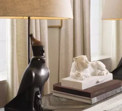 Lampe à poser, Horus, bronze, abat-jour lin, L50cm, H90cm - Eichholtz