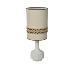 Lampe*Market Set Lampe à poser, Jimmy L, , Ø32cm, H83cm - blanc, beige et galon à motif