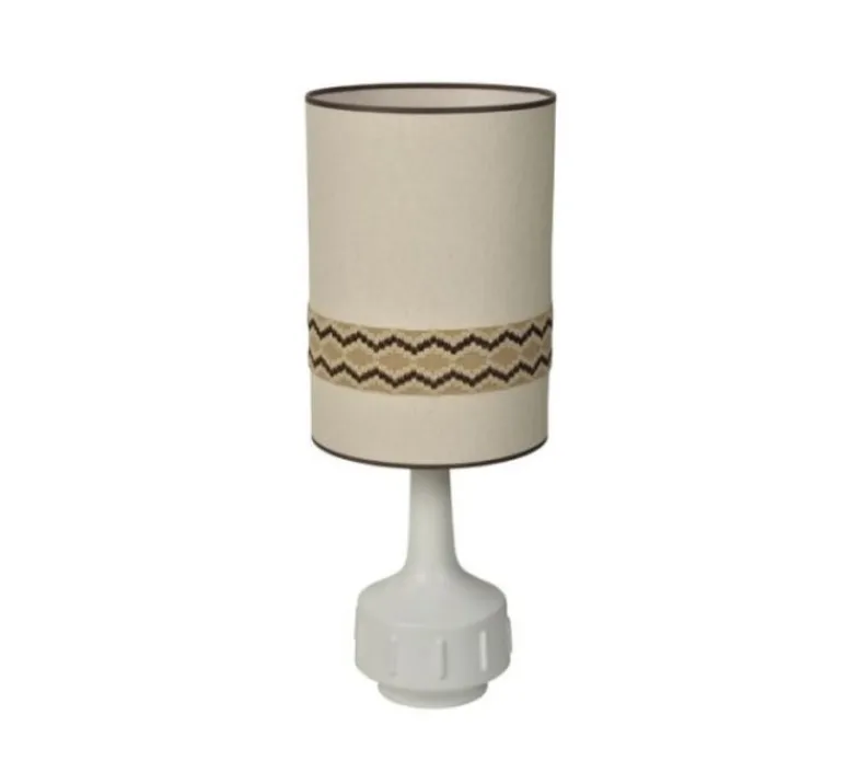 Lampe*Market Set Lampe à poser, Jimmy L, , Ø32cm, H83cm - blanc, beige et galon à motif