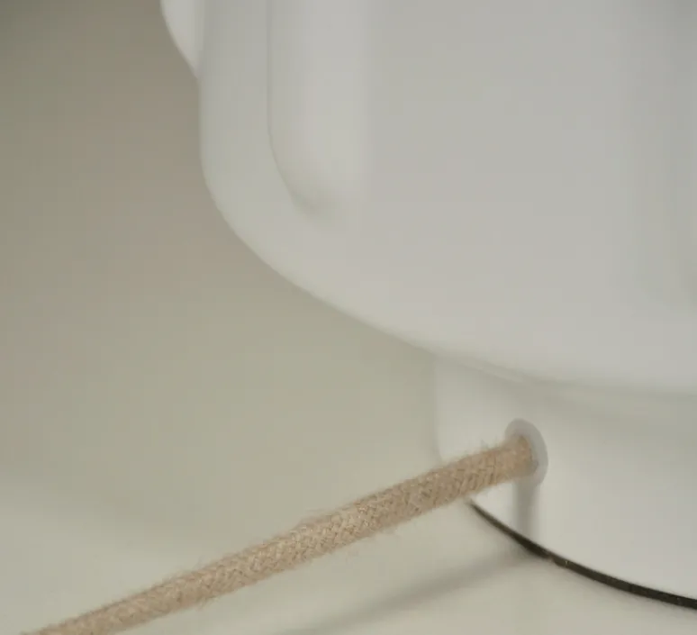 Lampe*Market Set Lampe à poser, Jimmy L, , Ø32cm, H83cm - blanc, beige et galon à motif