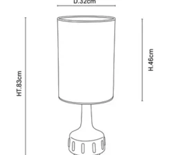 Lampe*Market Set Lampe à poser, Jimmy L, , Ø32cm, H83cm - blanc, beige et galon à motif