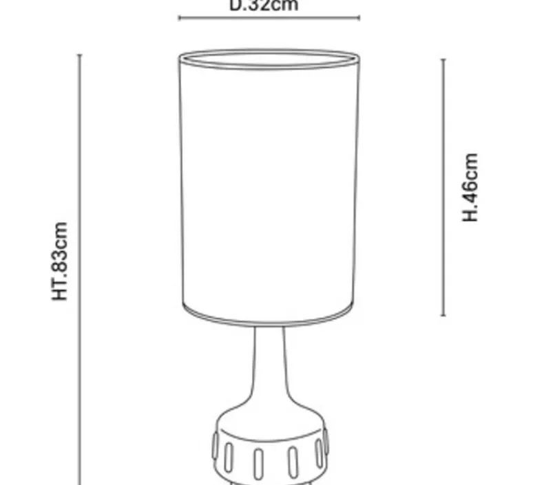 Lampe*Market Set Lampe à poser, Jimmy L, , Ø32cm, H83cm - blanc, beige et galon à motif