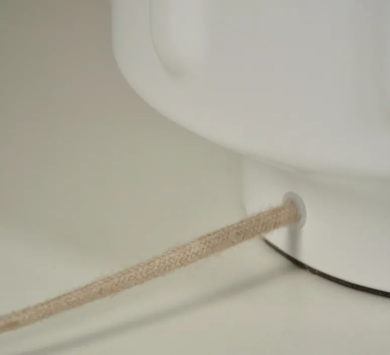 Lampe*Market Set Lampe à poser, Jimmy XL, , Ø36cm, H121cm - blanc, beige et galon à motif