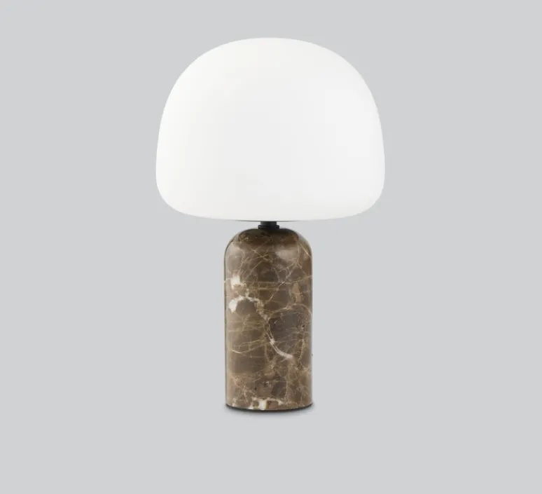 Lampe*Northern Lampe à poser, Kin, , LED, dim, 2700K, 800 lm, Ø20cm, H33cm - blanc mat, marbre marron