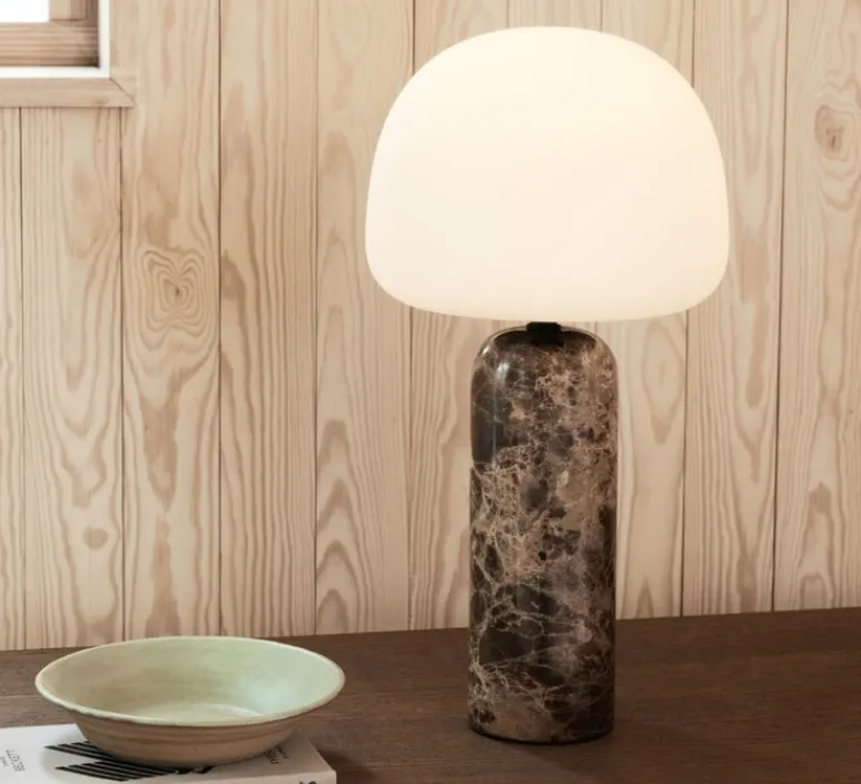 Lampe*Northern Lampe à poser, Kin, , LED, dim, 2700K, 800 lm, Ø20cm, H40cm - blanc mat, marbre marron