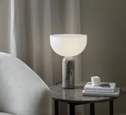 Lampe*New Works Lampe à poser, Kizu Small, , Ø25cm, H35cm - blanc et marbre gris du marais