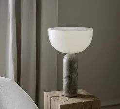 Lampe*New Works Lampe à poser, Kizu Small, , Ø25cm, H35cm - blanc et marbre gris du marais