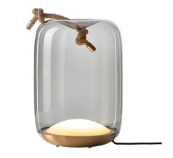 Lampe*Brokis Lampe à poser, KNOT CILINDRO TABLE , , LED, 2700k, 1660lm, Ø30cm, H42cm - gris fumé