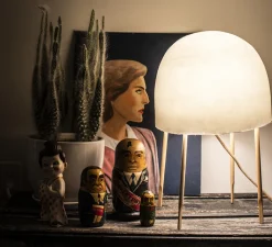 Lampe*Foscarini Lampe à poser, Kurage, , Ø34cm, H49cm - blanc et frêne