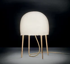 Lampe à poser, Kurage, blanc et frêne, Ø34cm, H49cm - Foscarini
