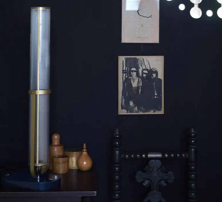 Lampe*DCW éditions Paris Lampe à poser, La Lampe Frechin, , LED, 2700K, 1240lm, L25cm, H62,5cm - marbre noir et verre