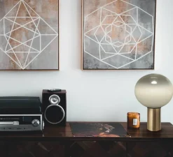 Lampe*Artemide Lampe à poser, Laguna Tavolo, , dimmable, Ø26cm, H38,3cm - transparent fumé, laiton satiné