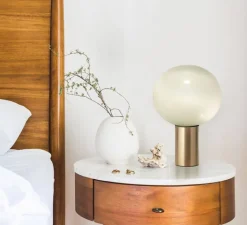 Lampe*Artemide Lampe à poser, Laguna Tavolo, , dimmable, Ø26cm, H38,3cm - transparent fumé, laiton satiné