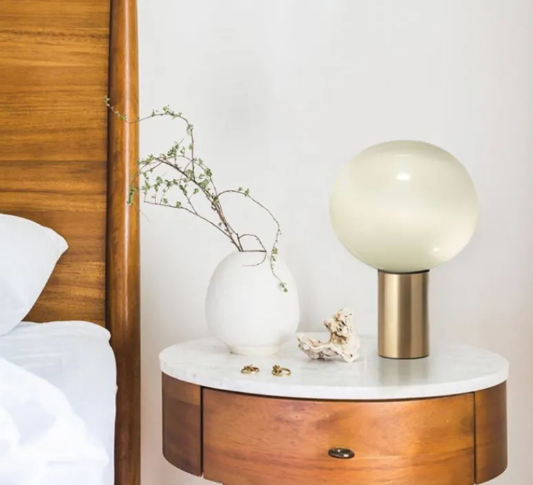 Lampe*Artemide Lampe à poser, Laguna Tavolo, , dimmable, Ø26cm, H38,3cm - transparent fumé, laiton satiné