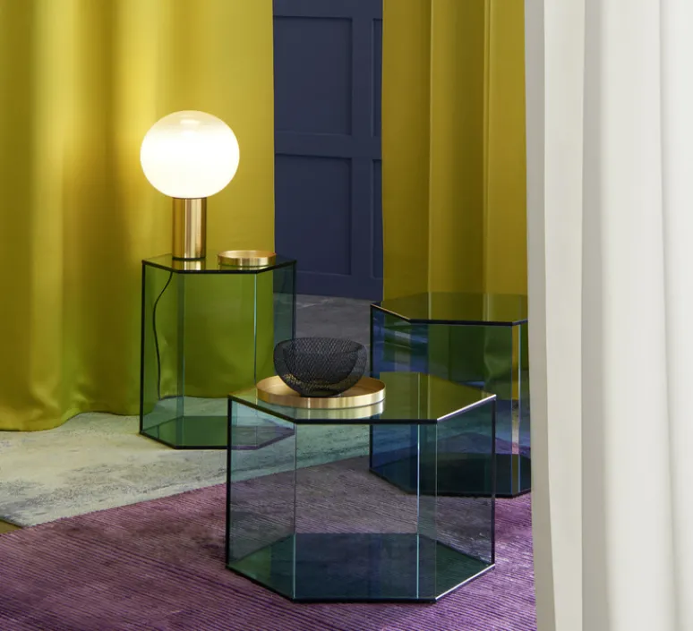 Lampe*Artemide Lampe à poser, Laguna Tavolo, , dimmable, Ø26cm, H38,3cm - transparent fumé, laiton satiné