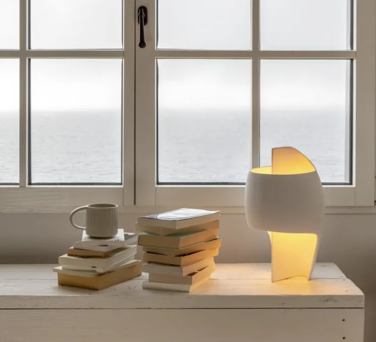 Lampe à poser, Lampe B, gypse blanc, LED, 2200K, 750 lm, L24cm, H39cm - Thierry Dreyfus -DCW éditions Paris