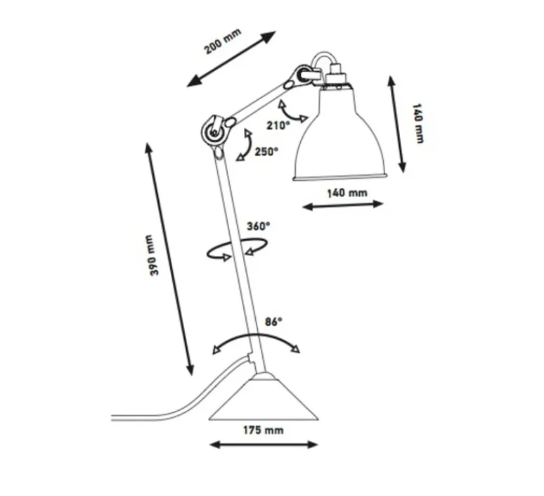 Lampe|Enfants*DCW éditions Paris Lampe à poser, Lampe Gras 205, , L14cm, H59cm - Dcw éditions noir, rouge