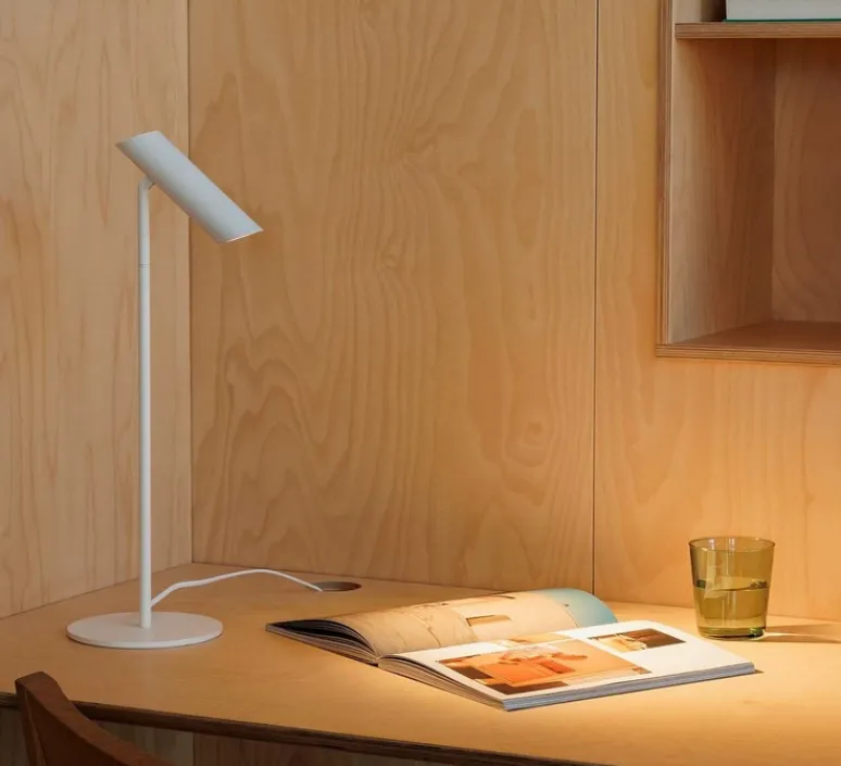 Lampe*Faro Lampe à poser, Leo, , LED, 2700K, 299 lm, Ø15cm, H48,5cm - blanc