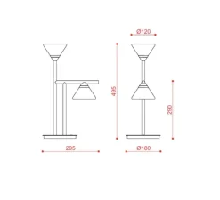 Lampe*Tooy Lampe à poser, Lifa, 565.32, , IP40, LED, 2700K, 700 lm, L18cm, H49,5cm - or chaud, globes opalin et transparent
