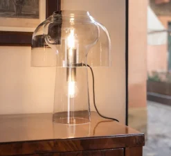 Lampe*Karman Lampe à poser, Lilly, verre , , Ø36cm, H48cm - transparent