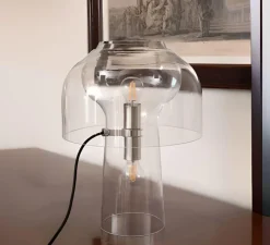 Lampe à poser, Lilly, verre transparent, transparent, Ø36cm, H48cm - Karman