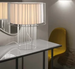 Lampe*Faro Lampe à poser, Linda, , LED, H47cm, Ø40cm - blanc