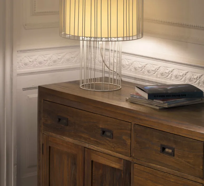 Lampe*Faro Lampe à poser, Linda, , LED, H47cm, Ø40cm - blanc