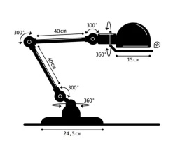 Lampe à poser, Loft D6440, 2 bras, blanc, L65cm, H80cm - Jieldé