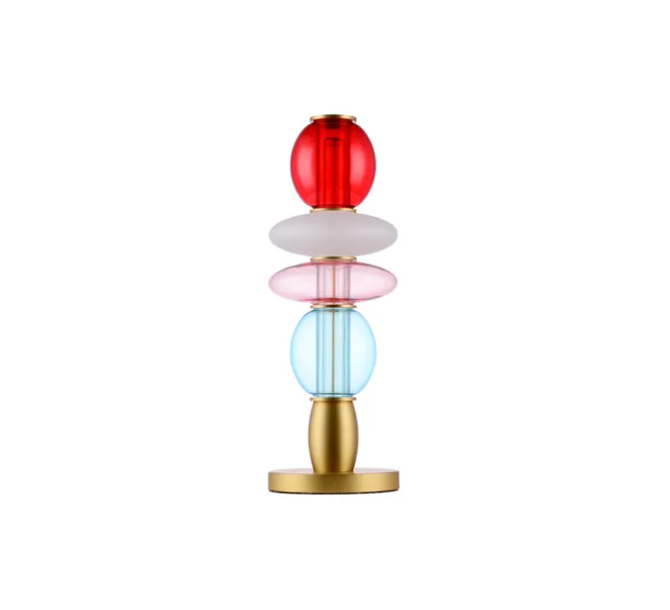 Lampe à poser, Léonor, bleu, rouge, opaque, Ø15cm, H41,7cm - Elements lighting