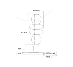 Lampe à poser, Léonor, bleu, rouge, opaque, Ø15cm, H41,7cm - Elements lighting