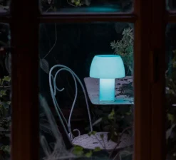 Lampe*Nemo Lighting Lampe à poser, Lorosae, réédition d'Alavaro Siza, , IP54, LED, dim, 2700K, 380 lm, Ø20cm, H25cm - bleu océan