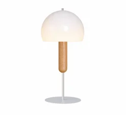 Lampe à poser, MAD S, base blanche, chêne et blanc, Ø24cm, H54cm - Luxcambra