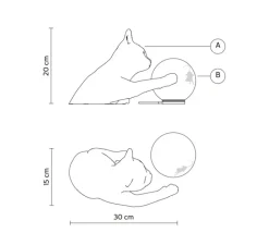 Lampe*Karman Lampe à poser, Maoo, , L30cm, H20cm - blanc mat, verre givré